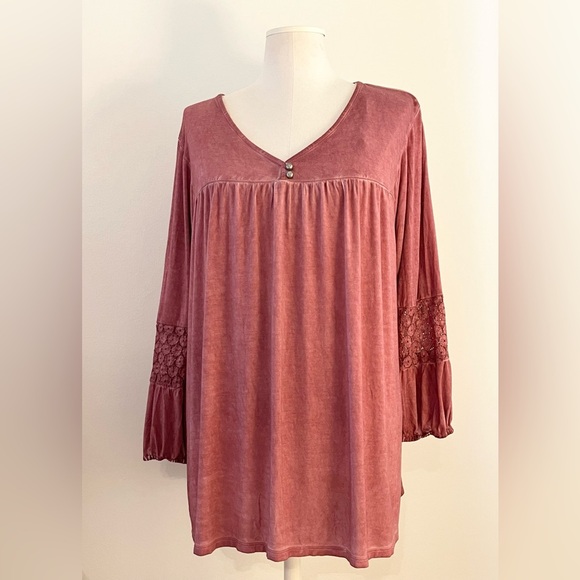 Como Vintage *Like New* Women's Rose Long Sleeve Peasant Top Poet | Size XL - Picture 1 of 12